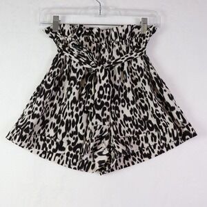 TYCHE Leopard Print Paper Bag Shorts, Size‎ Small